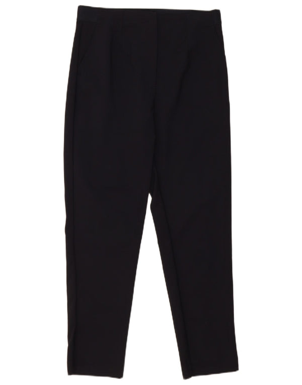 Marks & Spencer Pantalones casuales de cintura alta para mujer UK 12 Medium W30 L27 Azul marino