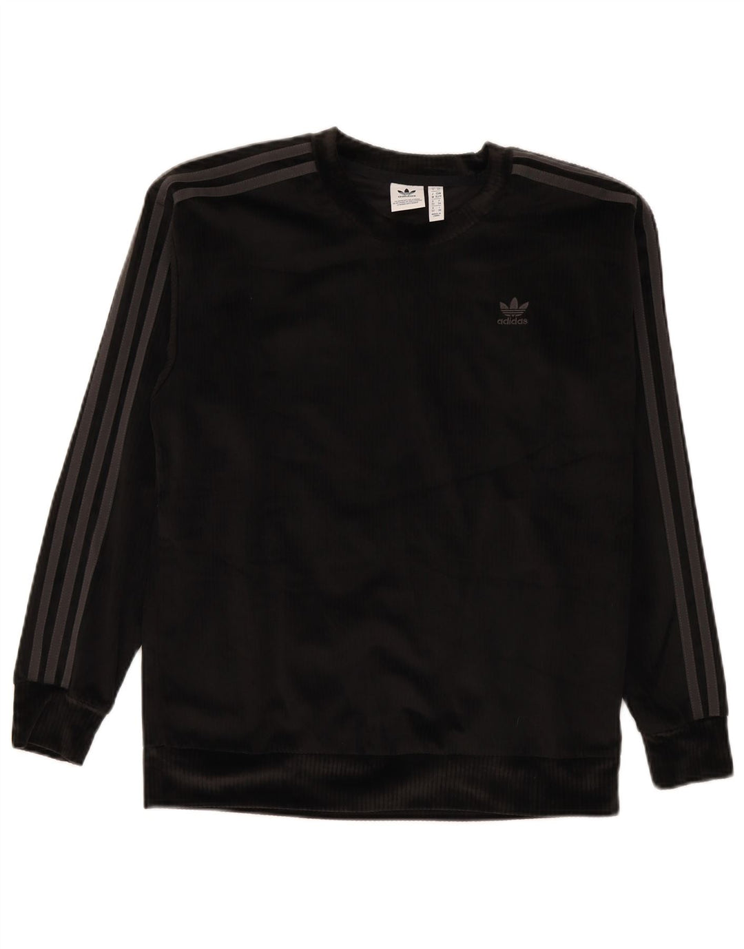 Adidas Mujer Oversize Velour Sudadera Jumper UK 6 XS Negro Poliéster