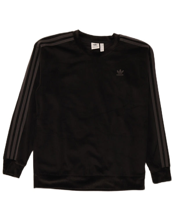 Adidas Mujer Oversize Velour Sudadera Jumper UK 6 XS Negro Poliéster