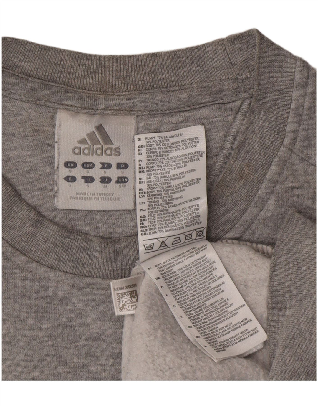 Adidas Hombre Graphic Sudadera Jumper Pequeño Gris Algodón