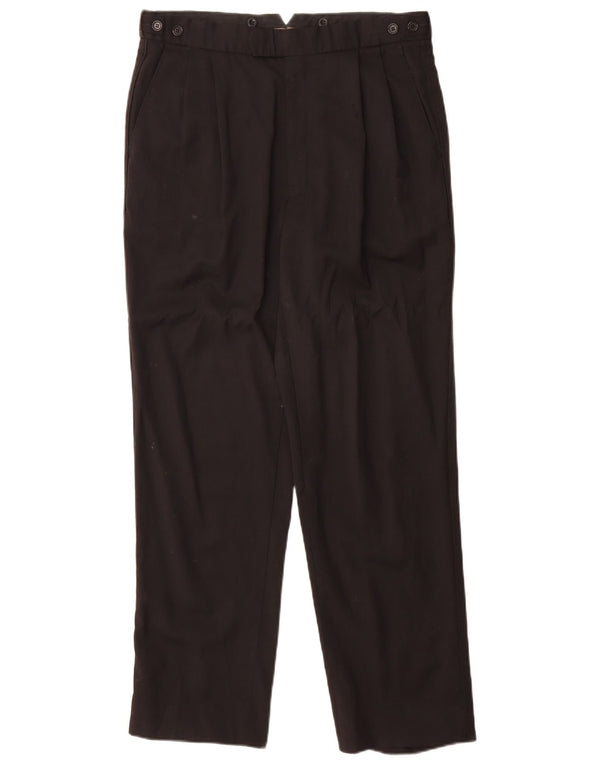 Marks & Spencer Pantalón de traje con pinzas para hombre Talla 34 W34 L31 Negro Lana nueva