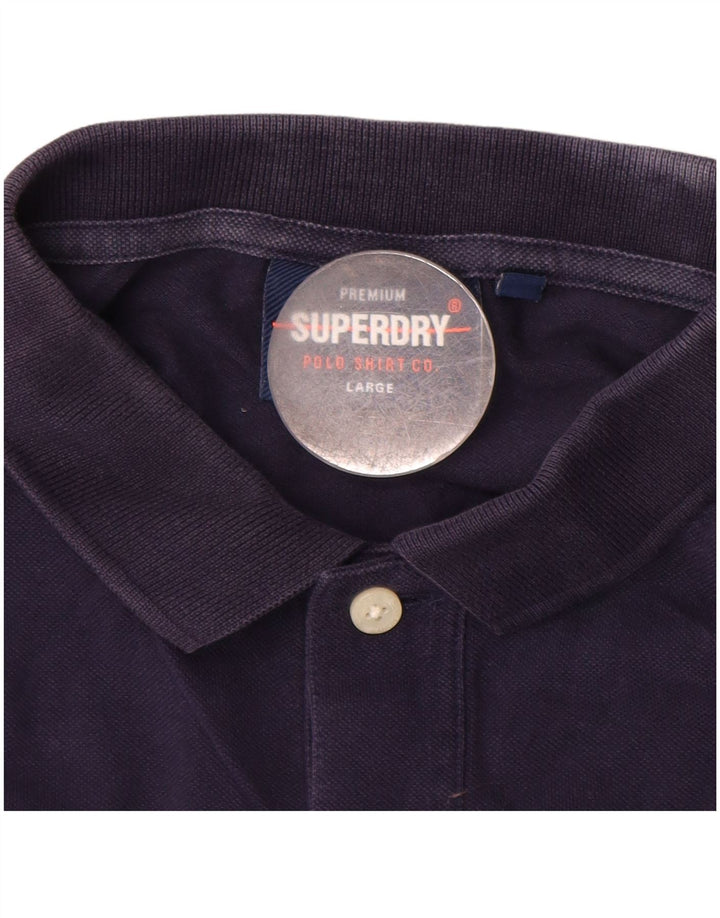 SUPERDRY Polo para hombre grande de algodón azul marino