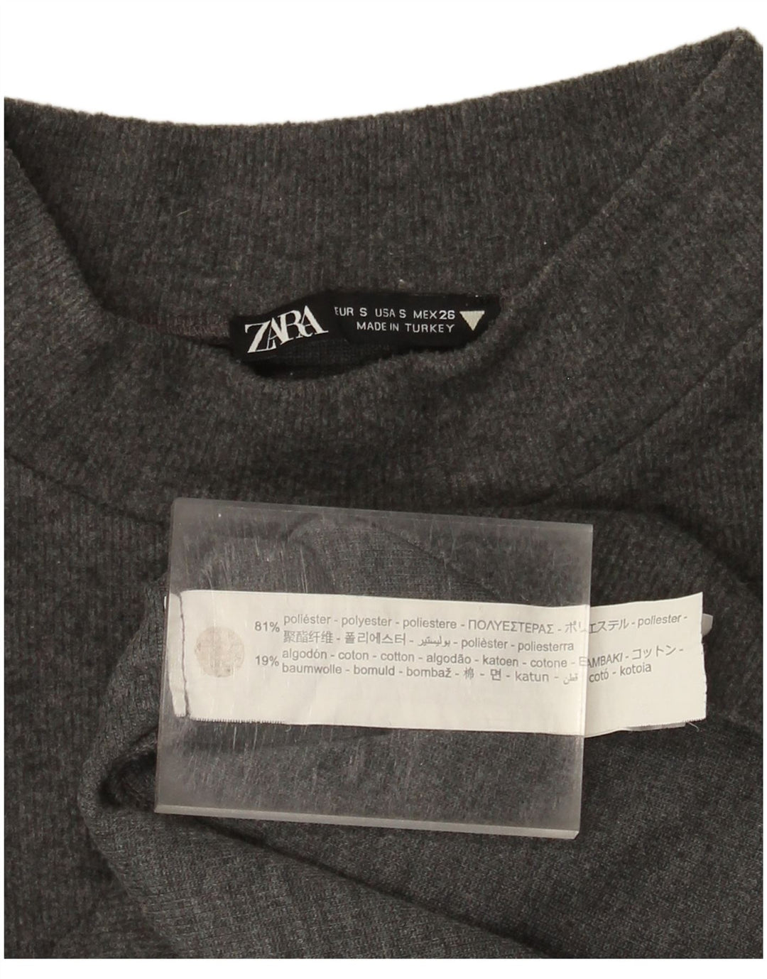 Zara Mujer Crop Camiseta Top UK 10 Small Gris Poliéster