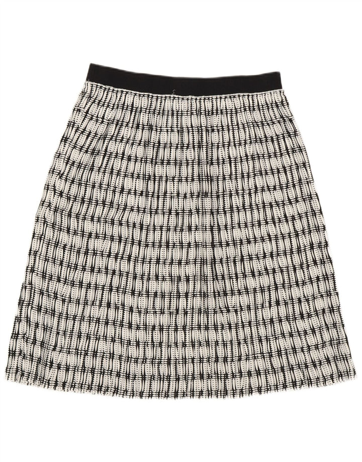 Benetton Falda Acampanada para Mujer ES 40 Pequeña W28 Poliéster Geométrico Blanco