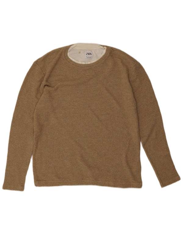 Zara Hombre Top Manga Larga Small Algodón Beige