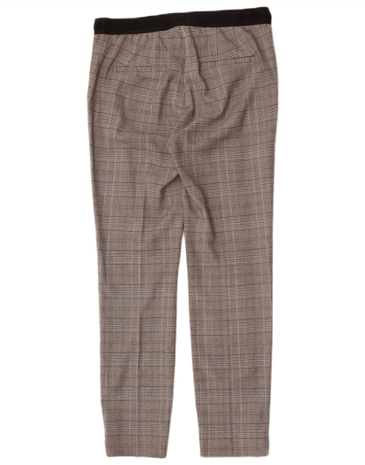 Zara Mujer Pantalón Chino Slim Medium W28 L28 Gris Pata De Gallo