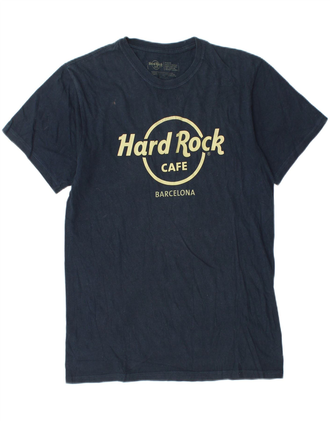 Hard Rock Hombre Barcelona Graphic Camiseta Top Medio Azul Marino Algodón