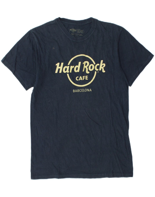 Hard Rock Hombre Barcelona Graphic Camiseta Top Medio Azul Marino Algodón