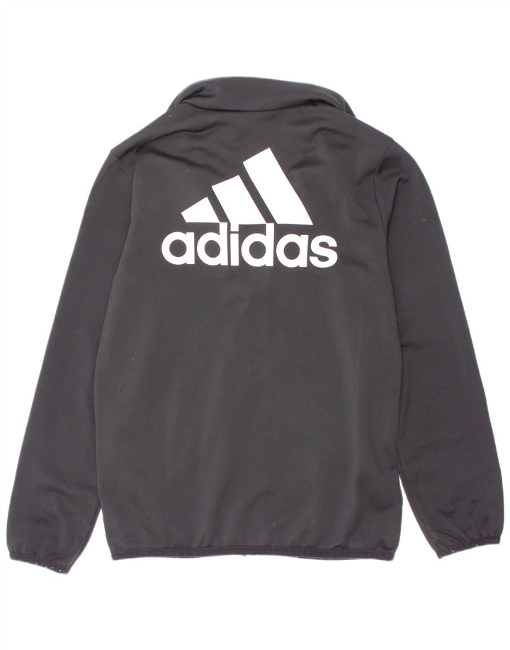 Adidas Boys Graphic Chándal Top Chaqueta 7-8 Años Negro Poliéster