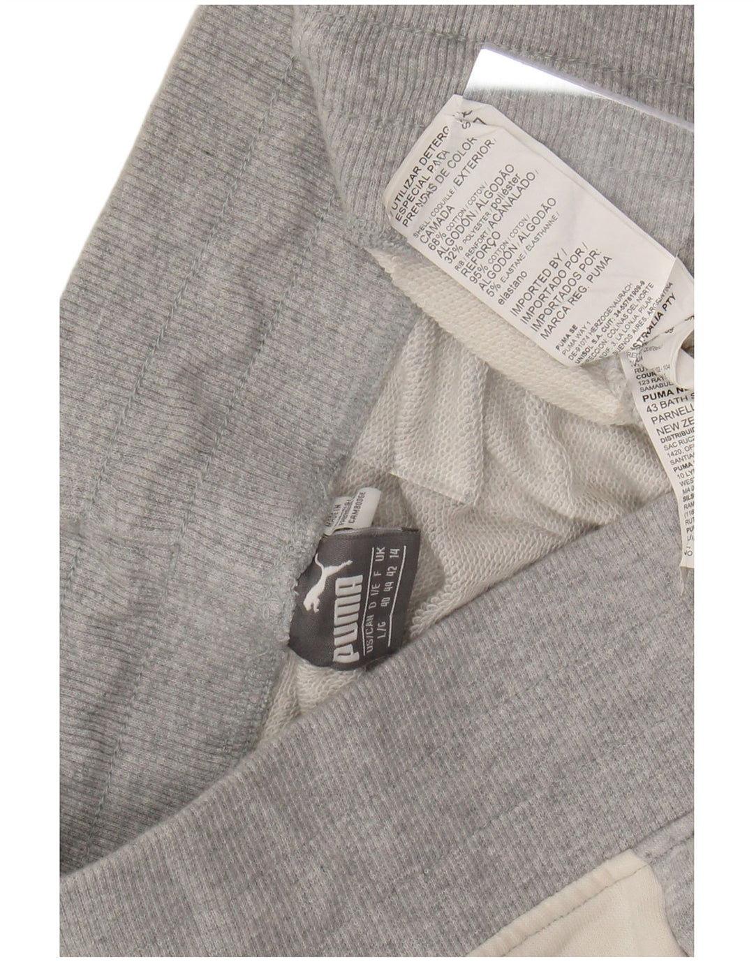 PUMA Pantalones de chándal para mujer Joggers UK 40 Grande Gris Colorblock Algodón