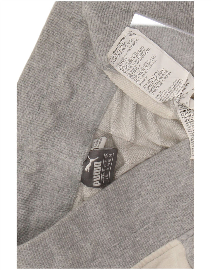 PUMA Pantalones de chándal para mujer Joggers UK 40 Grande Gris Colorblock Algodón