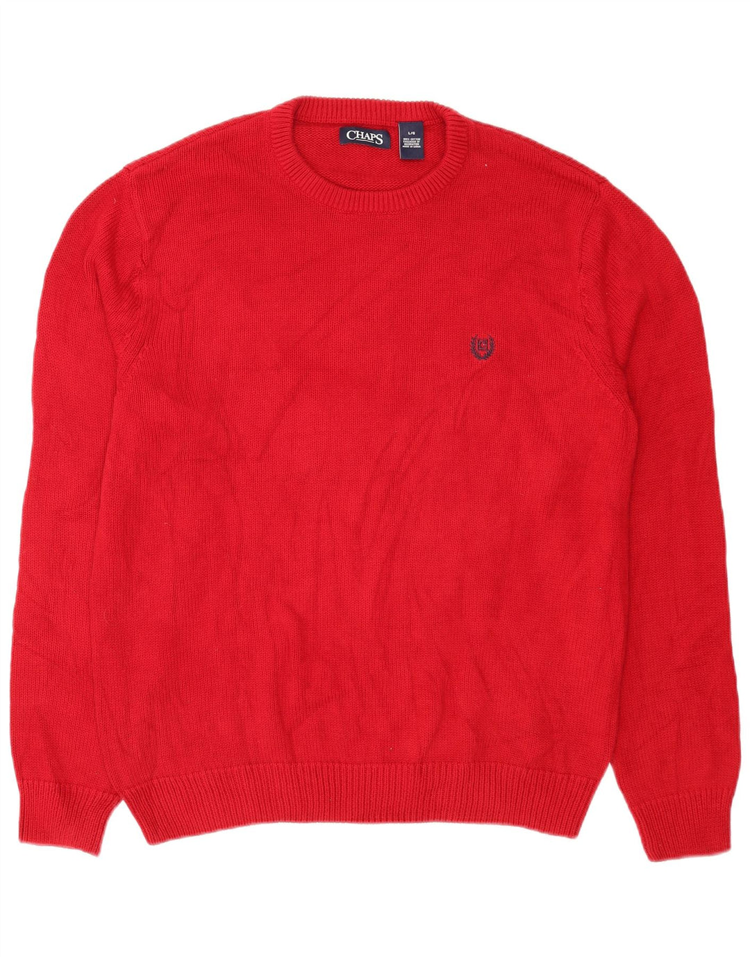 Chaps - Jersey de cuello redondo para hombre, talla grande, algodón rojo