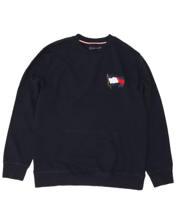 Tommy Hilfiger Hombre Casual Fit Sudadera Jumper Grande Azul Marino Algodón