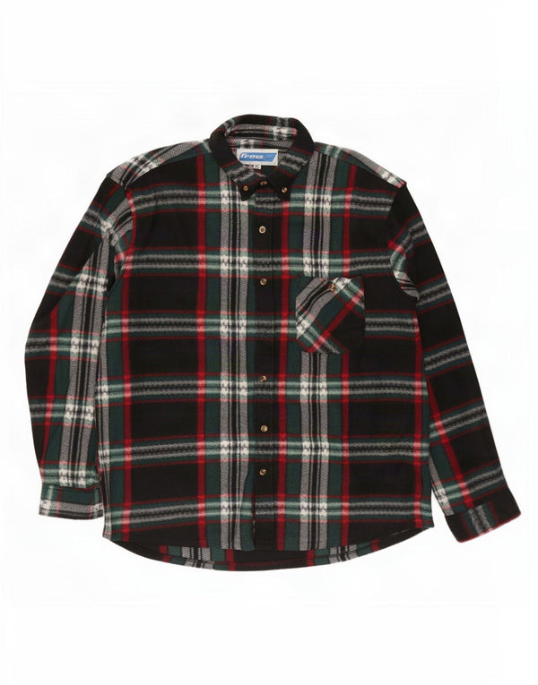 Camisa polar vintage para hombre XL Poliéster a cuadros multicolor