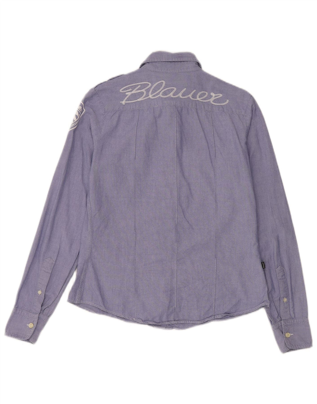 Blauer Camisa militar gráfica para mujer UK 46 Large Blue