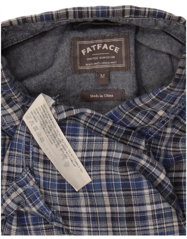 Camisa de franela de corte clásico de algodón a cuadros en azul medio de Fat Face
