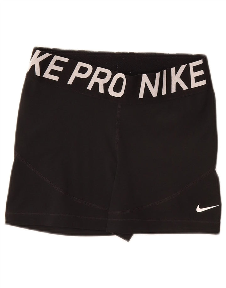 NIKE Pantalones cortos deportivos Dri Fit Graphic para mujer UK 8 Small Poliéster negro