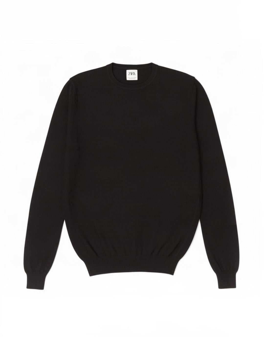 Zara Hombre Jersey Cuello Redondo Jersey Small Viscosa Negro