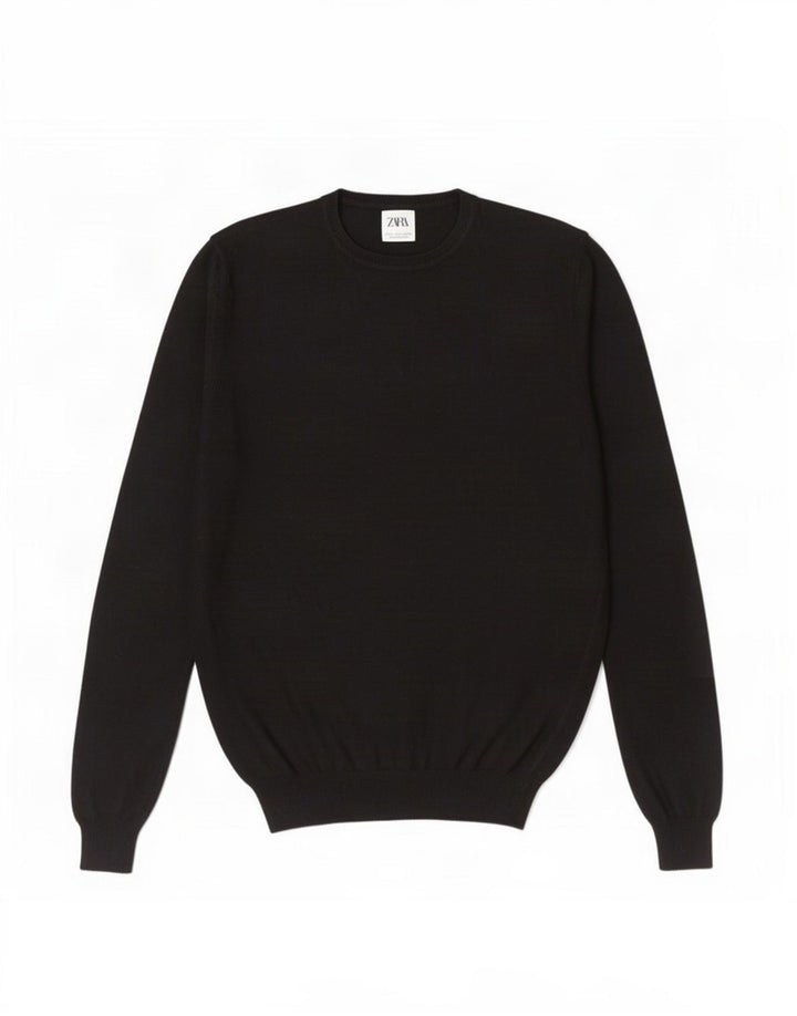 Zara Hombre Jersey Cuello Redondo Jersey Small Viscosa Negro