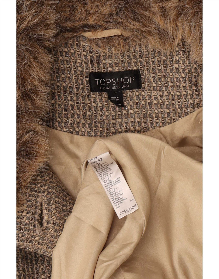 Topshop Abrigo para mujer Reino Unido 44 Poliéster gris grande
