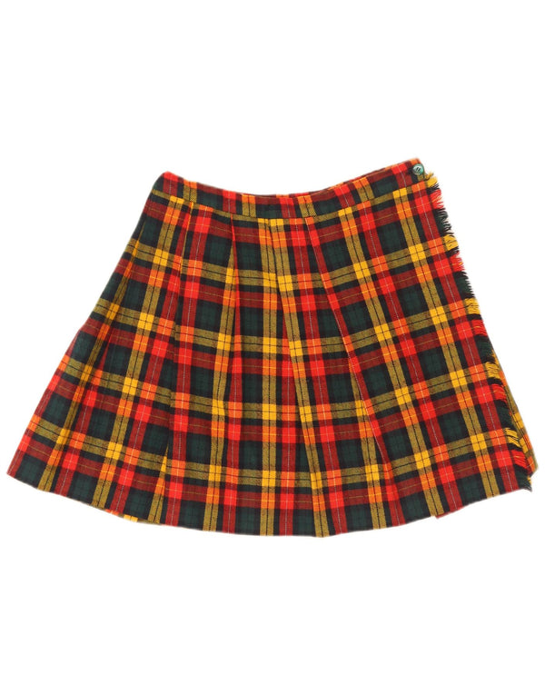Vintage mujer mini falda cruzada W26 pequeño cheque multicolor