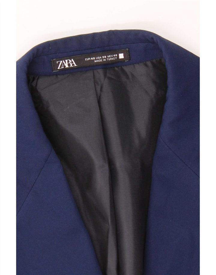 Zara Chaqueta tipo blazer de 2 botones para hombre EU 48 Azul marino mediano