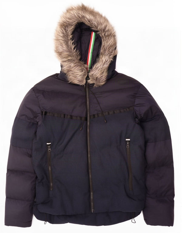 883 Police Chaqueta acolchada con capucha para hombre UK 42 XL Azul marino Nylon