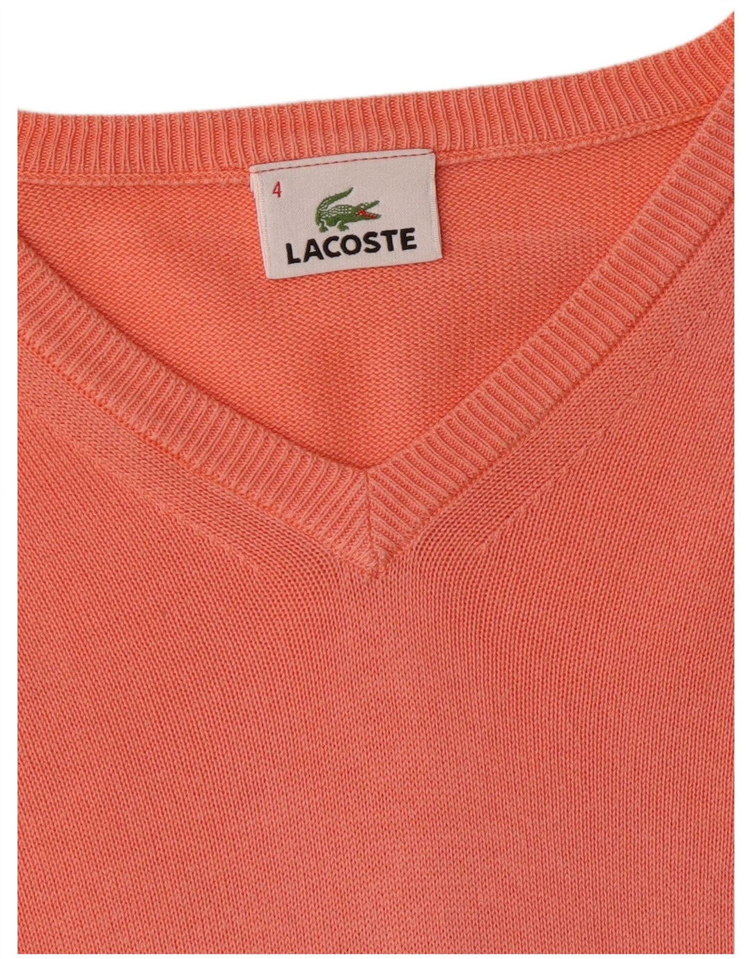 LACOSTE Jersey con cuello en V para hombre talla 4 mediano naranja