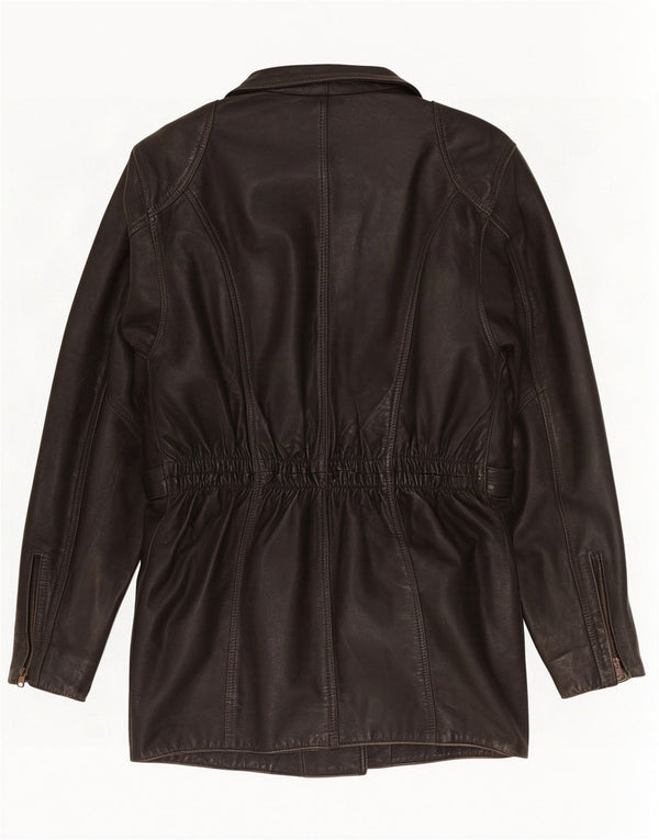 Vintage mujer cuero biker chaqueta Reino Unido 10 pequeño negro