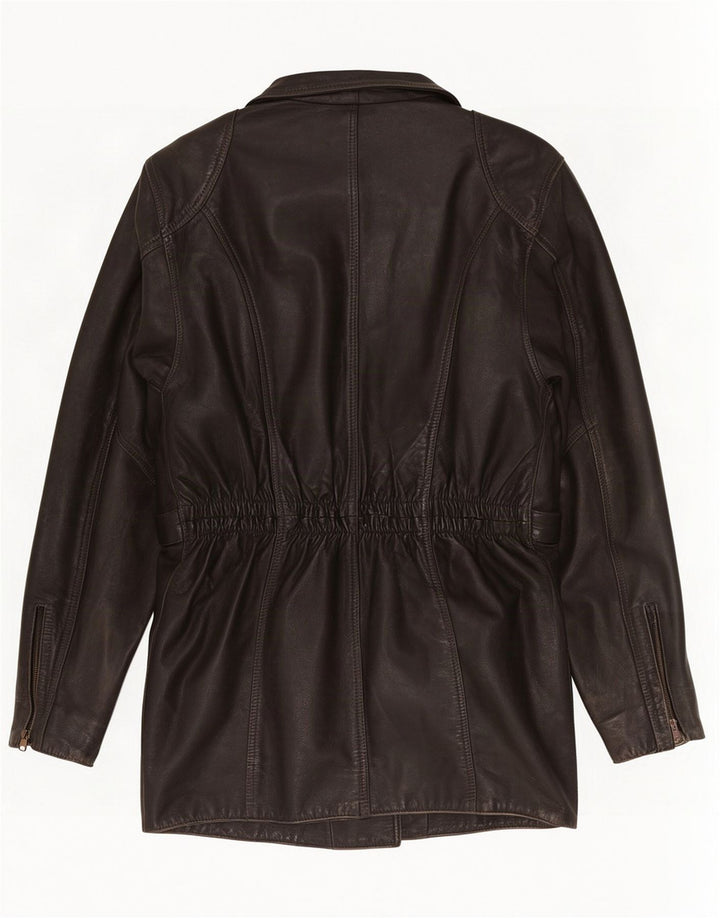Vintage mujer cuero biker chaqueta Reino Unido 10 pequeño negro