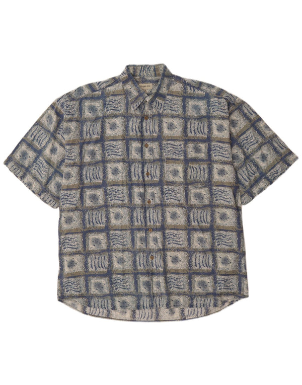 HAPPY LIFE Camisa Manga Corta Hombre Talla 43/44 XL Azul Geométrico