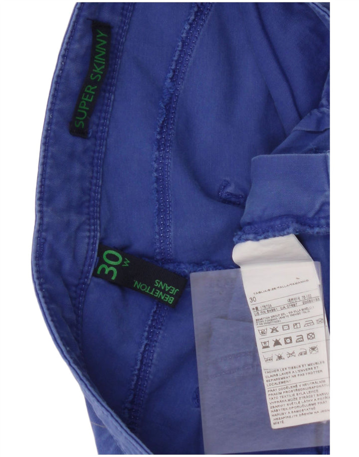 BENETTON Pantalones informales súper ajustados para mujer W30 L27 Algodón azul