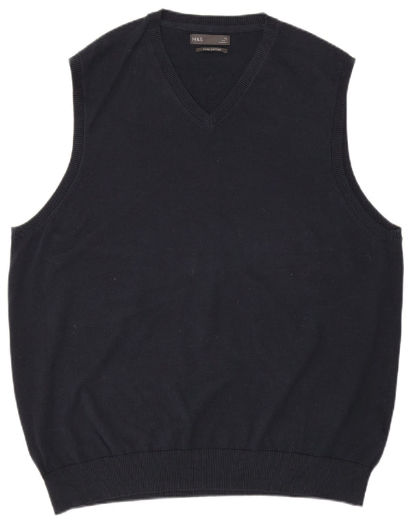 Marks & Spencer Camiseta sin mangas para hombre XL Algodón azul marino
