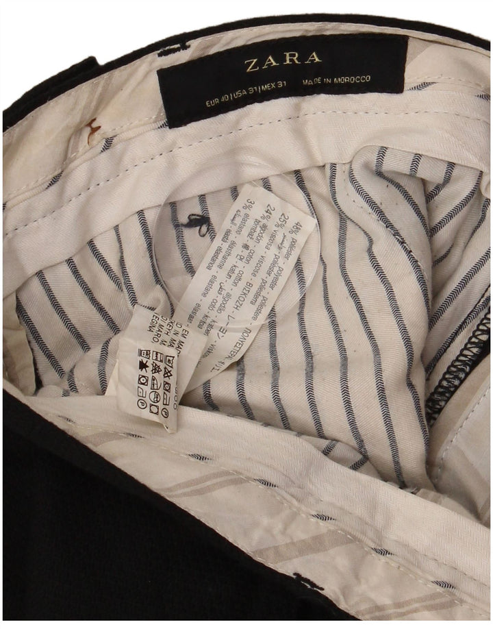 Zara Mens Slim Chino Pantalones EU 40 Medium W31 L30 Poliéster Negro