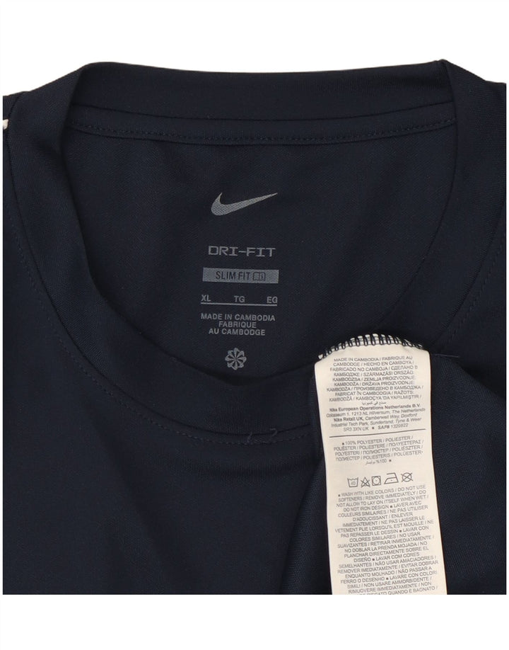 Nike Camiseta Dri Fit Slim Fit para Hombre Top XL Poliéster Azul Marino