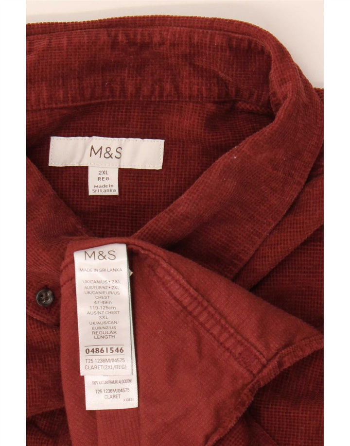 Marks & Spencer Camisa para hombre 2XL Algodón burdeos