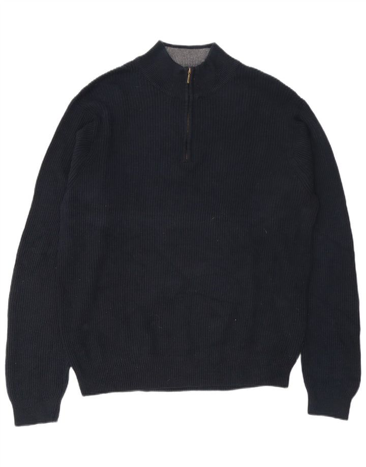 IZOD Suéter tipo jersey con cuello y cremallera para hombre Algodón negro mediano