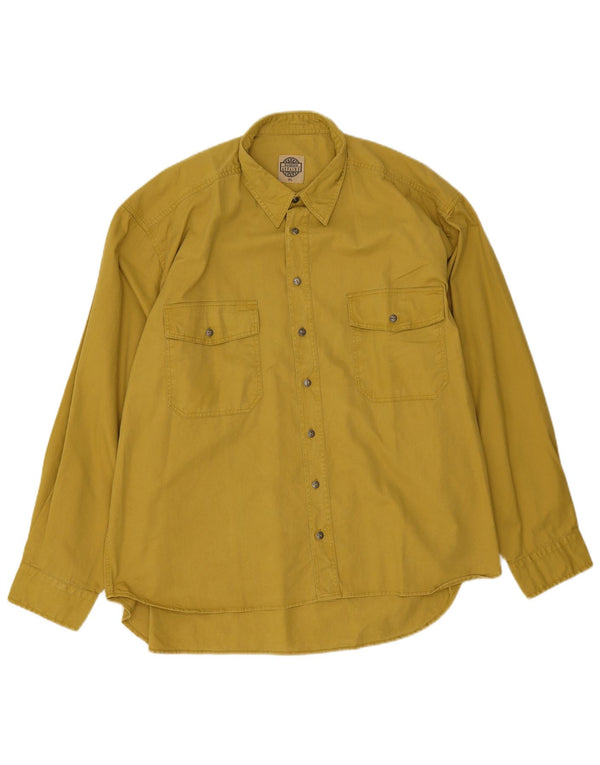 Camisa Vintage Hombre XL Algodón Amarillo