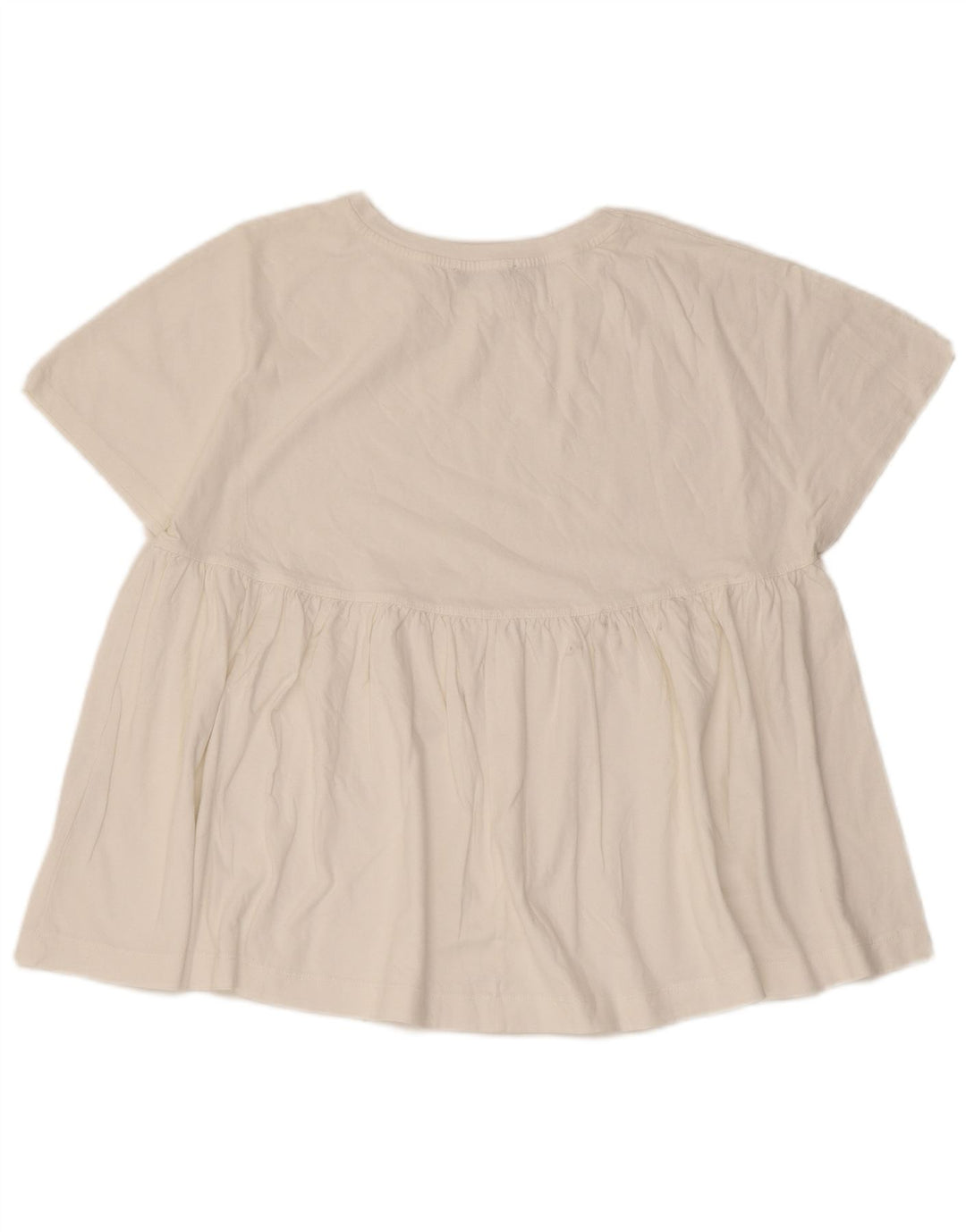Zara Mujer Blusa Extragrande Top Reino Unido 10 Pequeño Algodón Blanco