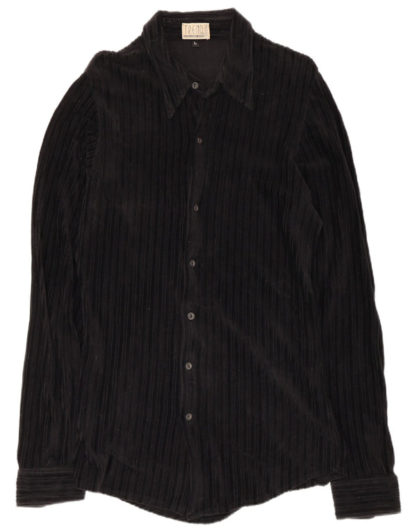 Camisa de pana Trend para hombre grande negra