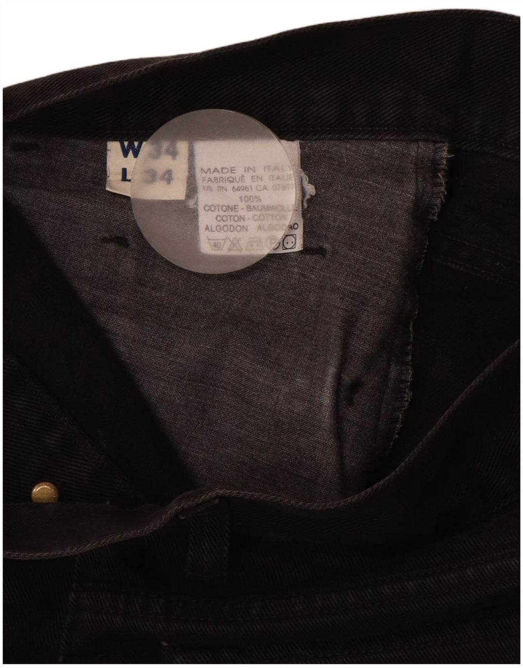 BENETTON Vaqueros rectos para hombre W34 L29 Algodón negro