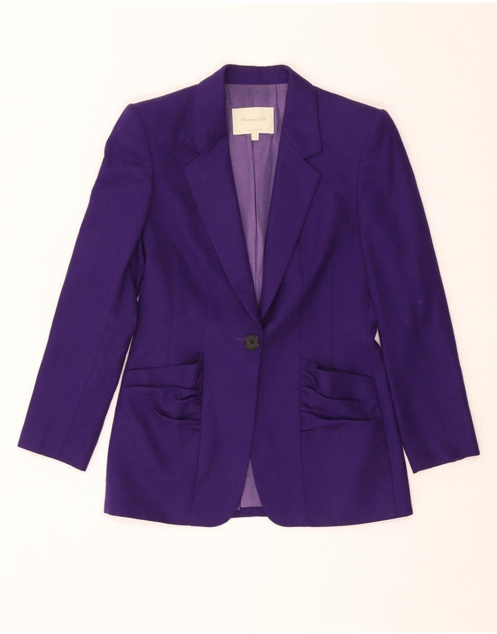 MASSIMO DUTTI Chaqueta Blazer de 1 Botón para Mujer EU 36 XS Lana Morada