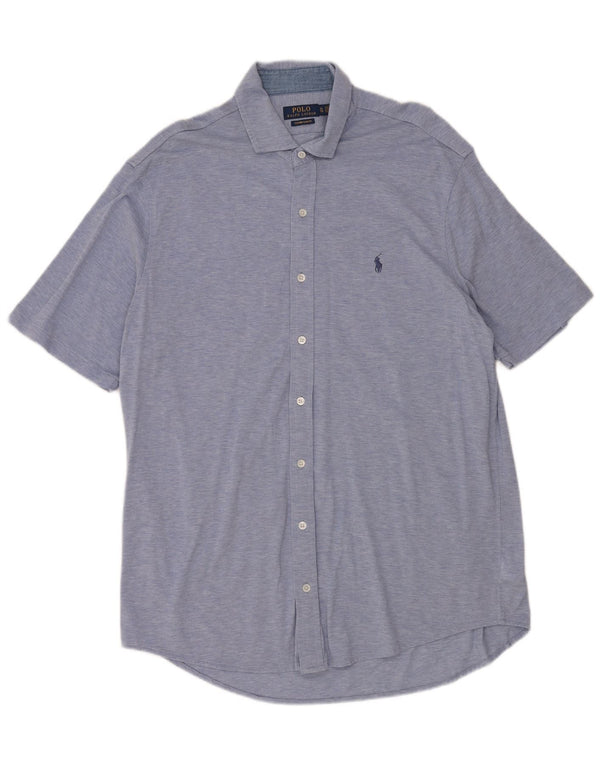 Polo Ralph Lauren Camisa de manga corta ajustada para hombre XL Algodón azul
