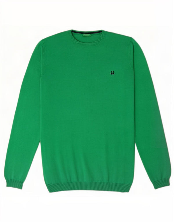 Benetton Jersey De Niño Con Cuello Redondo 13-14 Años 3XL Verde Algodón