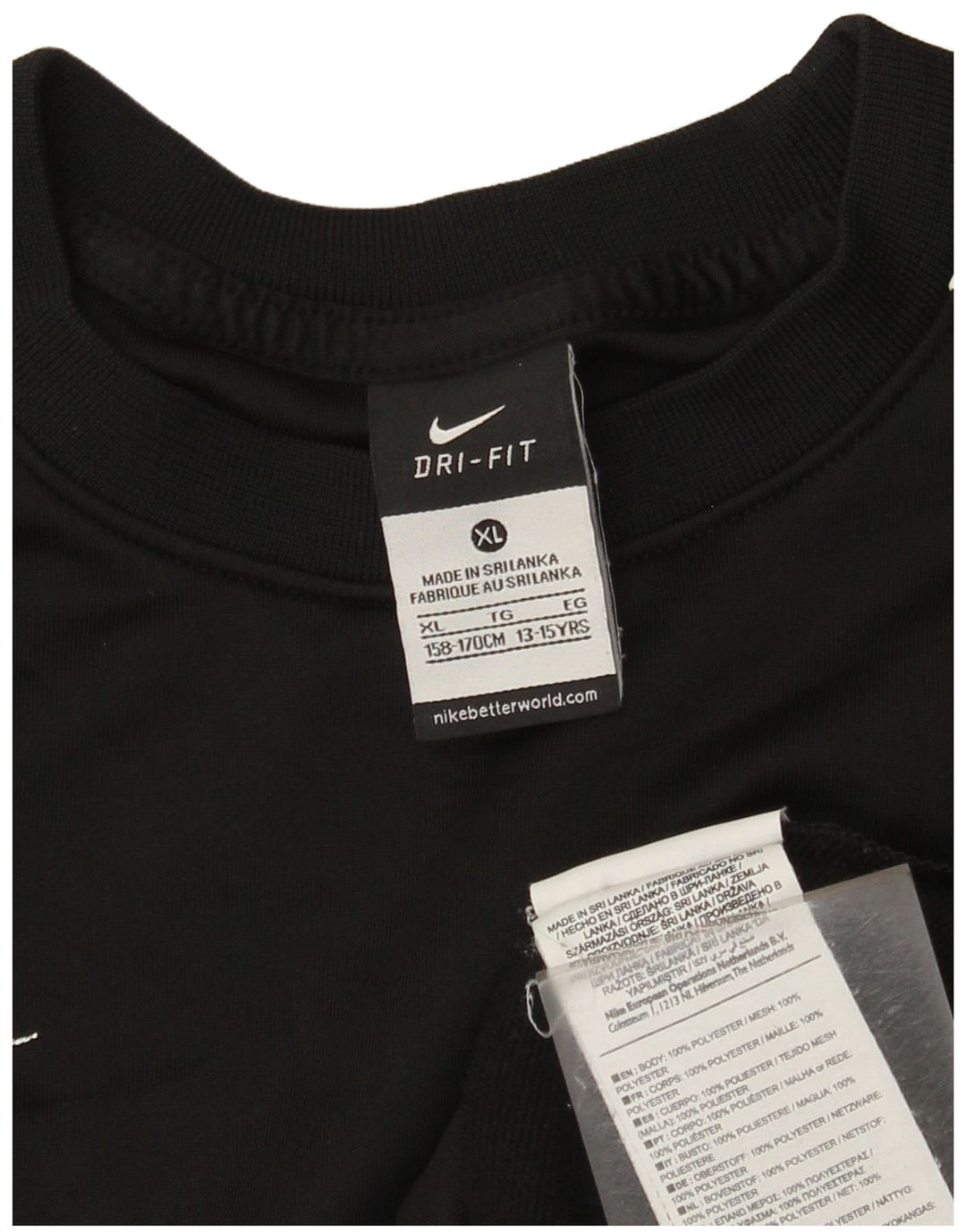 Nike Boys Dri Fit Graphic Top manga larga 13-14 años XL Negro Poliéster