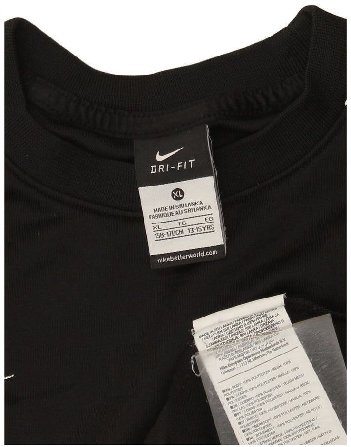 Nike Boys Dri Fit Graphic Top manga larga 13-14 años XL Negro Poliéster