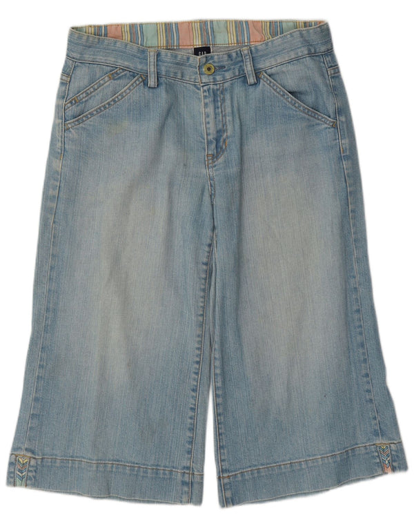Gap Bermudas de pierna ancha para mujer, pantalones cortos de mezclilla UK 10 Small W30 Algodón azul