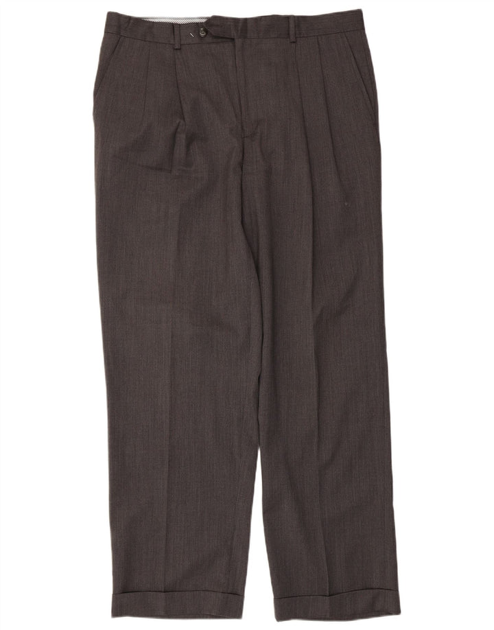 Pantalones de traje con pinzas para hombre Izod W36 L30 Lana gris