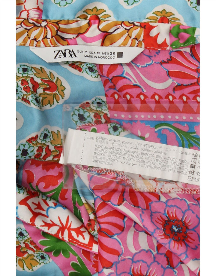 Zara Blusa de Manga Larga para Mujer Top UK 44 Medium Multicolor Patchwork