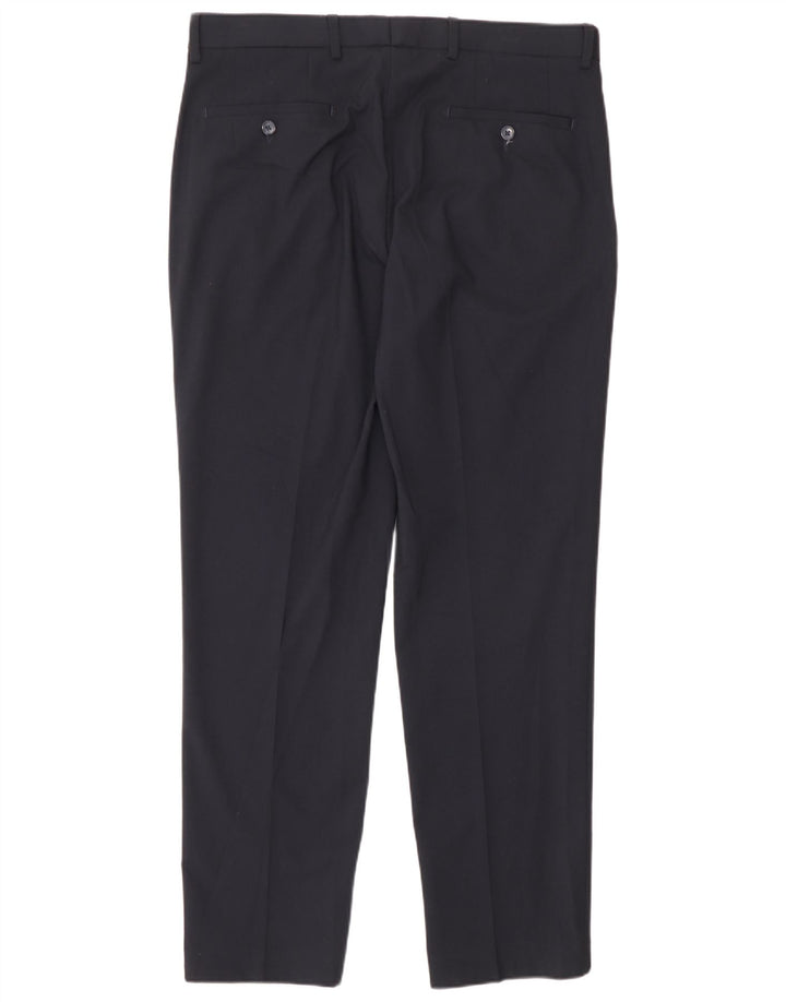 Marks & Spencer Pantalones de traje ajustados a medida para hombre W36 L31 Azul marino